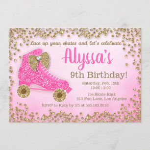 Invitación El cumpleaños del chica del patín de ruedas del