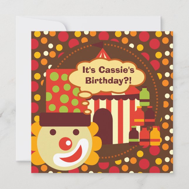 Invitación El cumpleaños del circo del payaso y de los (Anverso)