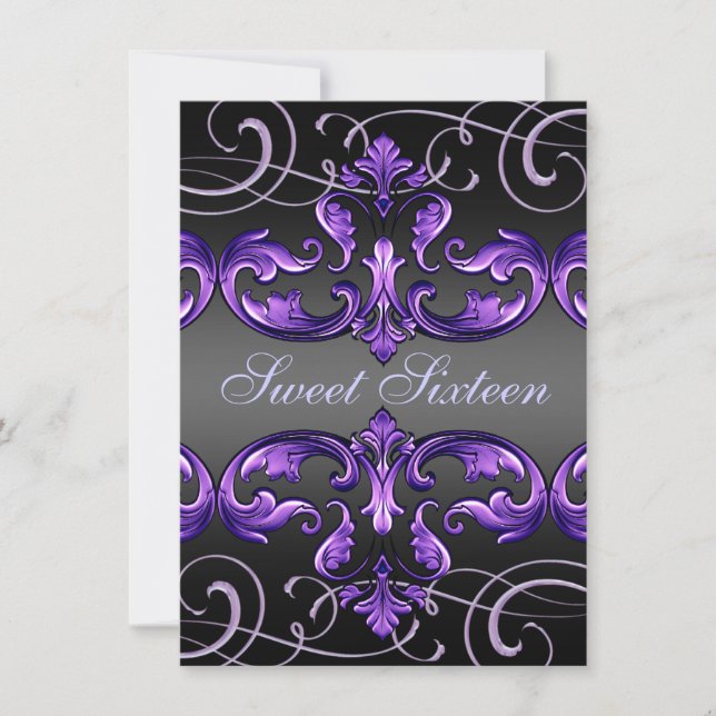 Invitación El cumpleaños del damasco y de la tiara de la (Anverso)