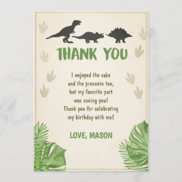 Invitación El cumpleaños del dinosaurio le agradece cardar al
