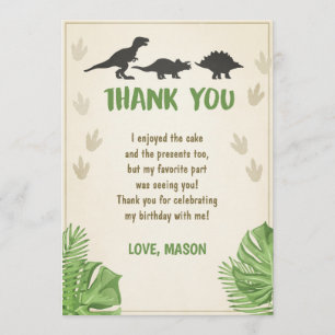 Invitación El cumpleaños del dinosaurio le agradece cardar al