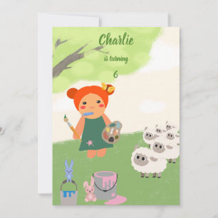 Invitación El cumpleaños del Fiesta de pintura colorida de la