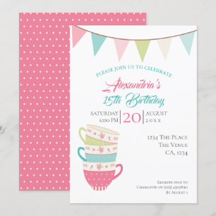 Invitación El cumpleaños del Fiesta de té lindo personalizado
