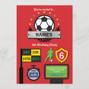 Invitación El cumpleaños del fiesta del fútbol del muchacho