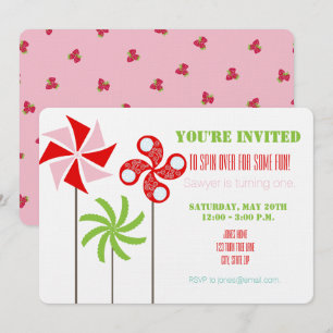Invitación El cumpleaños del molinillo de viento invita {la