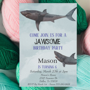Invitación El cumpleaños del niño jawsome del gran tiburón bl
