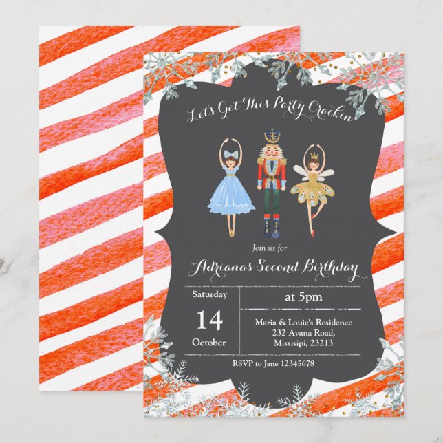 Invitación El cumpleaños del purpurina del navidad invita al (Anverso / Reverso)