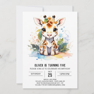 Invitación El cumpleaños del Safari de Giraffe