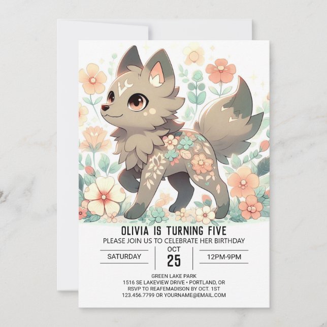 Invitación El cumpleaños digital Little Fun Wolf (Anverso)
