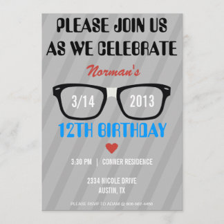 Invitación El cumpleaños grabado del muchacho de los vidrios