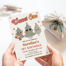 Invitación El cumpleaños hippie del árbol de Navidad Groovy R