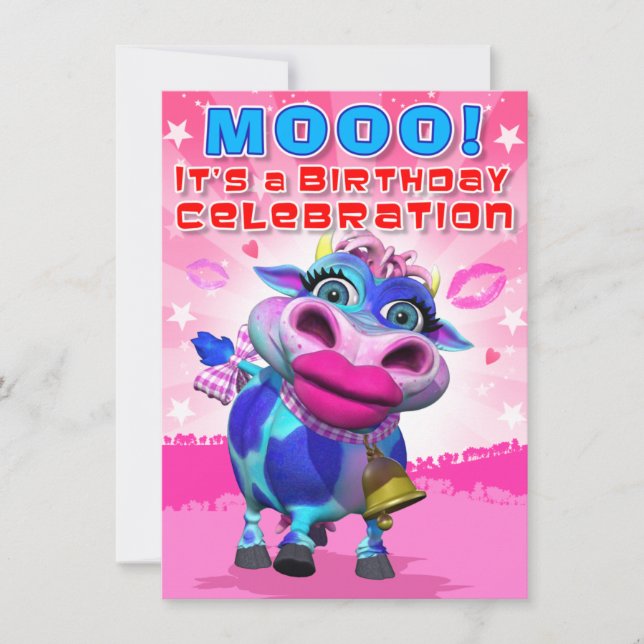 Invitación El cumpleaños invita a MOO del beso (el (Anverso)