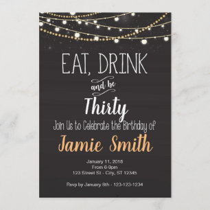Invitación El cumpleaños invita - coma, bebida y sea
