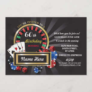 Invitación El cumpleaños Las Vegas de la noche del casino