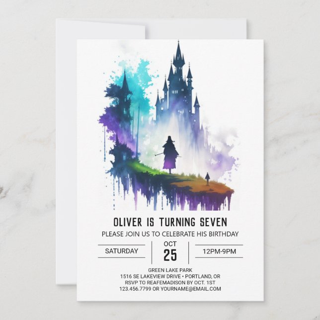 Invitación El cumpleaños mágico de Little Wizard (Anverso)