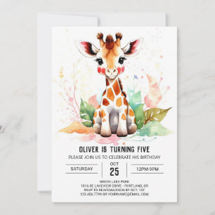Invitación El cumpleaños mágico del Safari de la jirafa del b