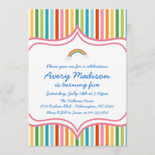 Invitación El cumpleaños moderno de la raya ancha grande del