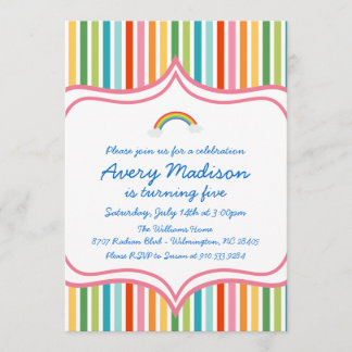 Invitación El cumpleaños moderno de la raya ancha grande del