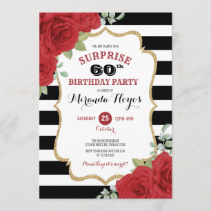 Invitación El cumpleaños número 60 de las Roses Rojas de moda