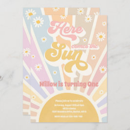 Invitación El Cumpleaños Retro Sunshine Aquí Viene El Fiesta 