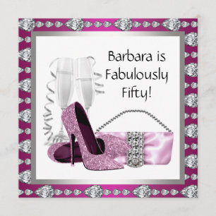 Invitación El cumpleaños rosado y negro de la mujer de los