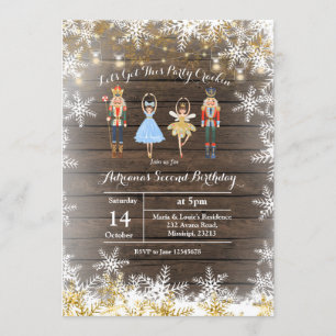 Invitación El cumpleaños rústico del purpurina del navidad
