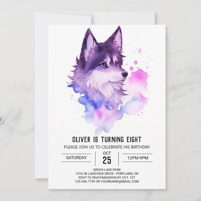 Invitación El cumpleaños tan encantador de Wolf (Anverso)
