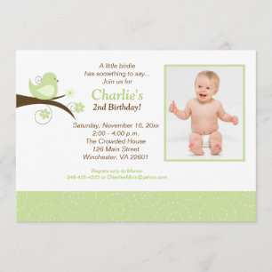 Invitación El cumpleaños verde de moda de la foto de los