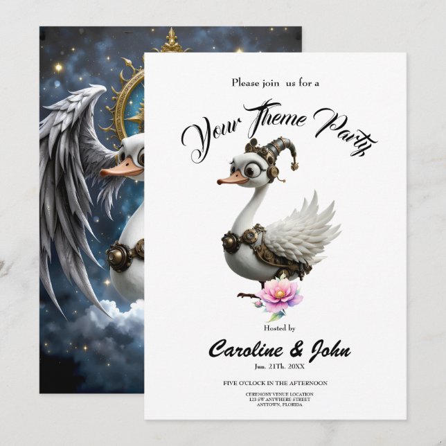 Invitación El curioso cisne de relojería. (Anverso / Reverso)