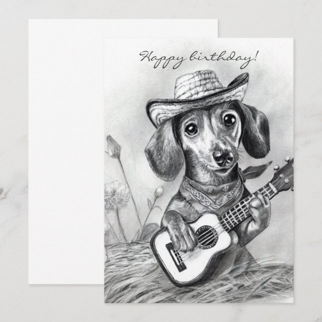 Invitación El dachshund cantautor country (Anverso / Reverso)