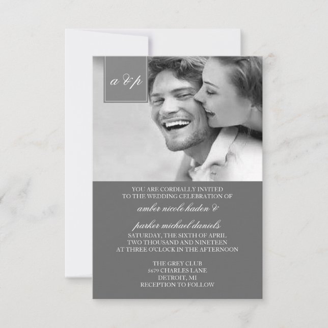 Invitación el | de la boda inicialmente (Anverso)