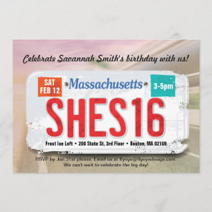 Invitación El décimosexto cumpleaños Massachusetts del chica