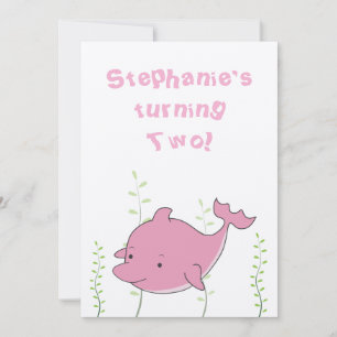 Invitación El delfín debajo del 2do bebé del cumpleaños del