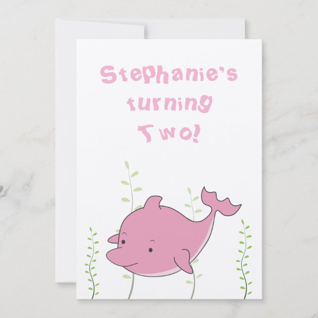 Invitación El delfín debajo del 2do bebé del cumpleaños del (Anverso)