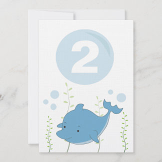 Invitación El delfín debajo del 2do bebé del cumpleaños del