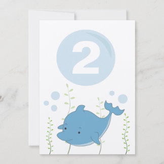 Invitación El delfín debajo del 2do bebé del cumpleaños del