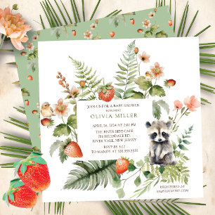 Invitación El delgado mapache de la naturaleza en Baby Shower