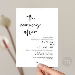 Invitación El desayuno después, Brunch de bodas moderno al dí