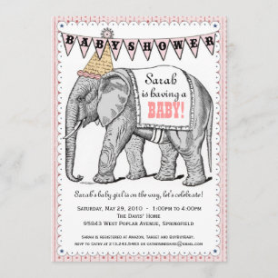 Invitación El desfile Baby Shower del circo del elefante del