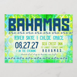 Invitación El destino de BAHAMAS invita al papel básico