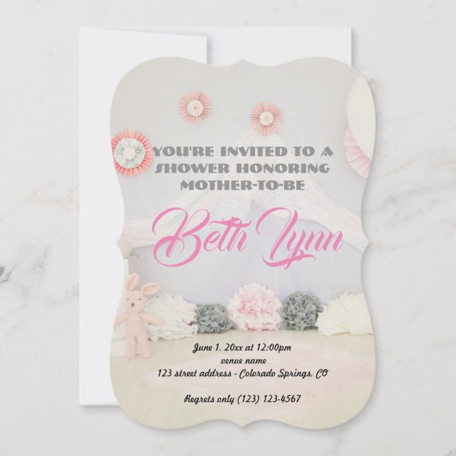 Invitación El destino del Fiesta rosa Baby Shower (Anverso)