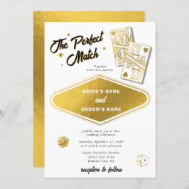 Invitación El destino Las Vegas Perfecta Match Boda Gold