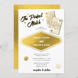 Invitación El destino Las Vegas Perfecta Match Boda Gold