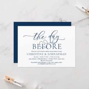 Invitación El Día Anterior, Fiesta De Ensayo Boda Cena Inv