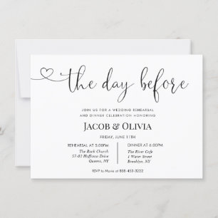 Invitación El día antes de la cena del ensayo Boda