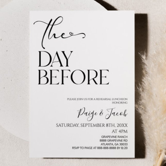 Invitación El día antes del ensayo Boda del almuerzo (Subido por el creador)