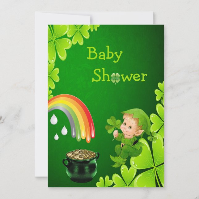 Invitación El día Baby Shower de St Patrick lindo (Anverso)