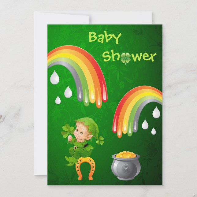 Invitación El día Baby Shower de St Patrick lindo (Anverso)