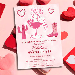 Invitación El Día de Galentine de la Vaquera Occidental, un p