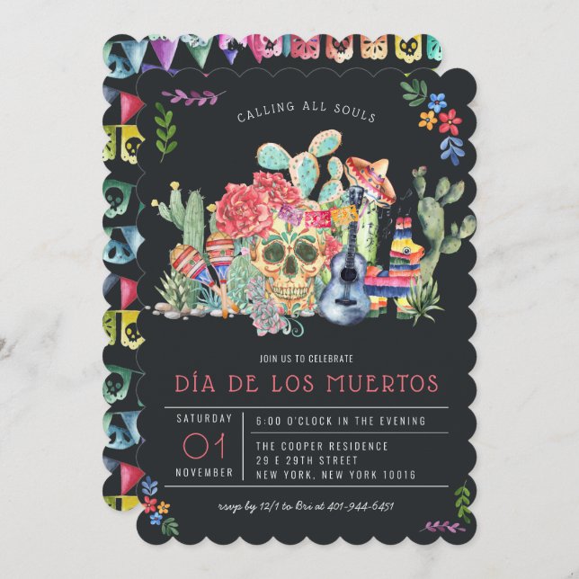 Invitación El día de la celebración de los muertos por el der (Anverso / Reverso)